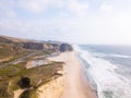 Aerial view of the Californian Pacific ocean cliffs on a cloudy day background Royalty Free Stock Photo