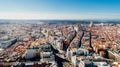 Aerial view of Calle de Alcala and Calle Gran Via.Panoramic aerial view of Gran Via, main shopping street in Madrid Royalty Free Stock Photo