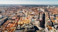 Aerial view of Calle de Alcala and Calle Gran Via.Panoramic aerial view of Gran Via, main shopping street in Madrid Royalty Free Stock Photo
