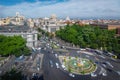 Aerial view of Calle de Alcala Street and Plaza de Cibeles - Madrid, Spain Royalty Free Stock Photo