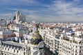 Aerial view of the Calle Gran Via in Madrid, Spain Royalty Free Stock Photo