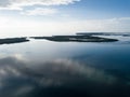 Aerial View of Calm Lagoon and Islands in Belize Royalty Free Stock Photo