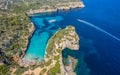 Aerial view with Calo des Moro, Mallorca Royalty Free Stock Photo