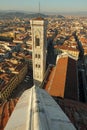 Aerial view of Campanile di Giotto and Florence seen from Bru