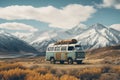 Aerial view, camper van and view of Mountain