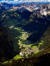 Aerial view of Campitello di Fassa, Trentino, northern of Italy Royalty Free Stock Photo