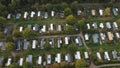 Aerial view of campsite with mobile home caravans