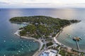 An aerial view of Stoja peninsula at dusk, Pula, Istria, Croatia