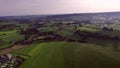 Aerial view of Campsites, rolling hills, meadows in the Netherlands