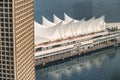 Aerial view of Canada Place in Vancouver on a sunny day Royalty Free Stock Photo