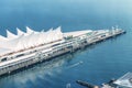 Aerial view of Canada Place in Vancouver on a sunny day Royalty Free Stock Photo