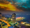 Aerial view of Canada Place in Vancouver at sunset, British Columbia Royalty Free Stock Photo