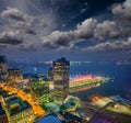 Aerial view of Canada Place in Vancouver at sunset, British Columbia Royalty Free Stock Photo