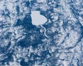 Aerial view of the Canadian spermatozoon-like lake Royalty Free Stock Photo