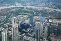 Aerial view of Canary Wharf and the Isle of Dogs, London, UK.