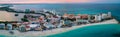 Aerial view of Cancun resort hotel district in riviera Maya Mexico with ocean Caribbean water and tropical white sand beach Royalty Free Stock Photo