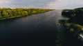 Aerial view of a canoe. Sport. Summer. Competition. Kayaks. Trees. Kiev. Ukraine. Royalty Free Stock Photo