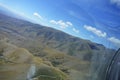 Aerial view of Canterbury landscape through perspex canopy from within glider cockpit in flight