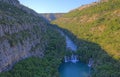 Aerial view of waterfall in canyon of the Krka River in Croatia Royalty Free Stock Photo