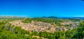 Aerial view of Capdepera castle and Capdepera town, Mallorca, Spain Royalty Free Stock Photo