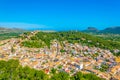 Aerial view of Capdepera castle and Capdepera town, Mallorca, Spain Royalty Free Stock Photo
