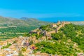 Aerial view of Capdepera castle and Capdepera town, Mallorca, Spain Royalty Free Stock Photo