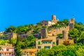 Aerial view of Capdepera castle and Capdepera town, Mallorca, Spain