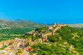 Aerial view of Capdepera castle and Capdepera town, Mallorca, Spain Royalty Free Stock Photo