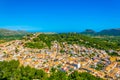 Aerial view of Capdepera castle and Capdepera town, Mallorca, Spain Royalty Free Stock Photo