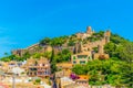 Aerial view of Capdepera castle and Capdepera town, Mallorca, Spain Royalty Free Stock Photo
