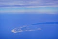 An aerial view of Cape Cod island, a hook-shaped peninsula of the U.S. state of Massachusetts