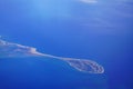 An aerial view of Cape Cod island, a hook-shaped peninsula of the U.S. state of Massachusetts