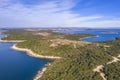 A wonderful aerial view from Cape Kamenjak, in the background Premantura and Medulin, Istria, Croatia Royalty Free Stock Photo