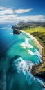 Aerial View Of Majestic Beach In Tasmania Vibrant Fantasy Landscapes Royalty Free Stock Photo