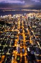 Aerial view of Cape Town city centre at night in Western Cape, South Africa Royalty Free Stock Photo