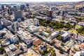 Aerial view of Cape Town City Centre with St.Martini Church, Centre for the Book building, The Company`s Garden and skyscrapers Royalty Free Stock Photo