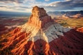 Aerial view of Capitol Reef National Park, United States of America, Aerial view of a sandstone Butte in Utah desert valley at Royalty Free Stock Photo