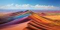 aerial view of the dunes in the desert with colorful rainbow sand