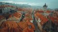 Aerial view capturing historic town s rustic architecture and iconic red rooftops Royalty Free Stock Photo