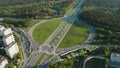 Aerial view of a car interchange