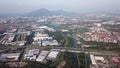 Aerial view car moving from Juru towards Prai