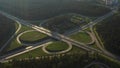 Aerial view of car traffic at the interchange Royalty Free Stock Photo