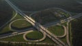 Aerial view of car traffic at the interchange Royalty Free Stock Photo