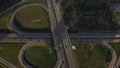 Aerial view of car traffic at the interchange Royalty Free Stock Photo