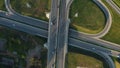Aerial view of car traffic at the interchange Royalty Free Stock Photo