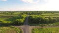 Aerial View. Car on a winding road in the hills.Russia. Summer