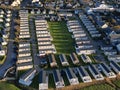 Caravan site in Westward Ho! at golden hour