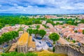 Aerial view of Carcassonne with church of Saint Gimer