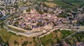 Aerial view of Carcassonne medieval city and fortress castle from above, Sourthern France
