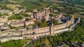 Aerial view of Carcassonne medieval city and fortress castle from above, Sourthern France Royalty Free Stock Photo